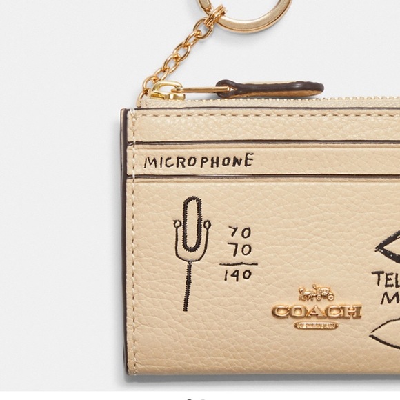 NWT COACH X Jean Michel Basquiat Mini Skinny ID Case Bag Keychain - Picture 3 of 16